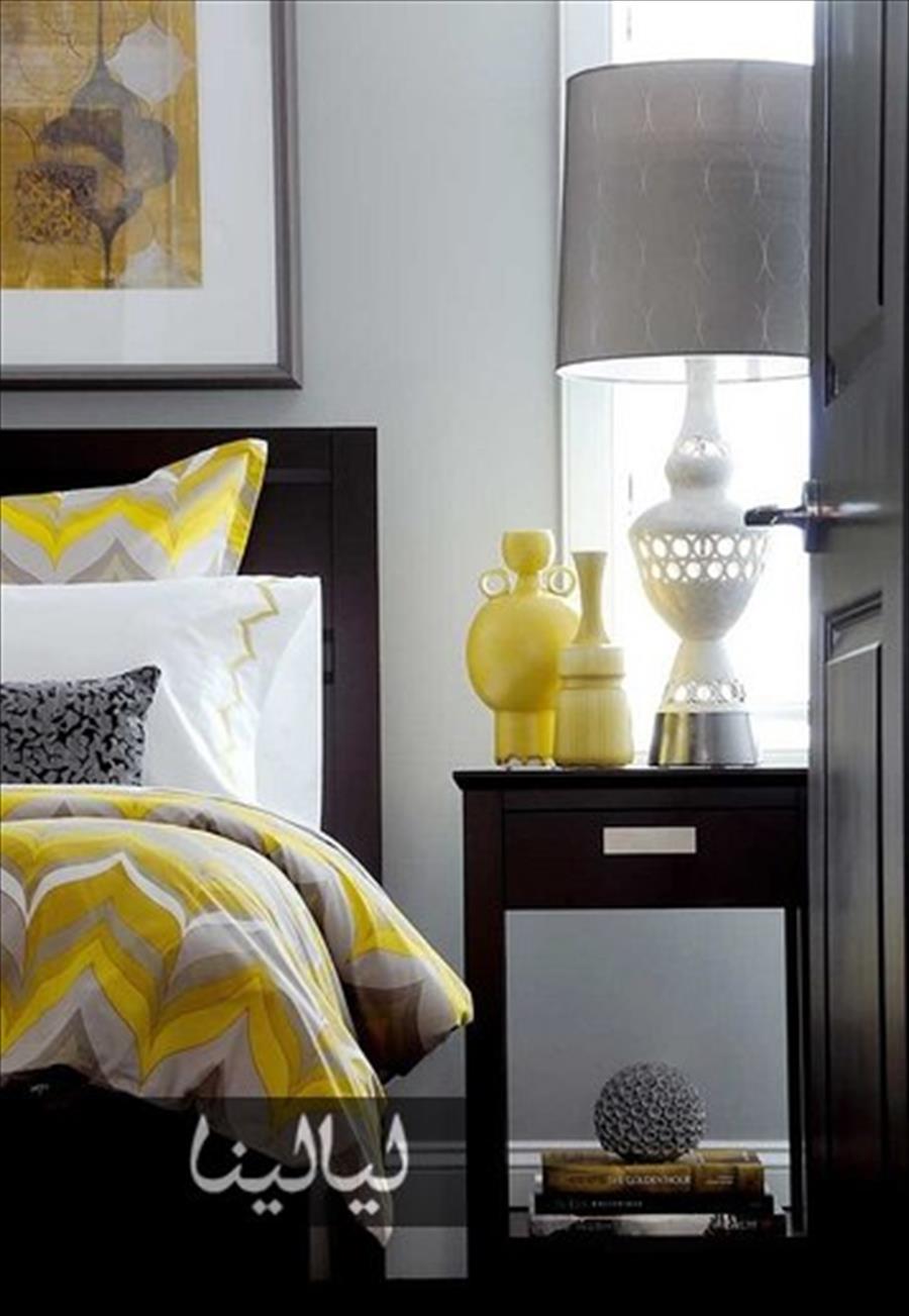 25 تصميمًا بالرمادي والأصفر لغرف نوم أنيقة (صور)