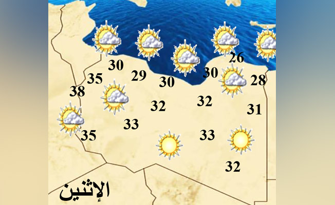 «الأرصاد»: اعتدال في درجات الحرارة على أغلب مناطق ليبيا