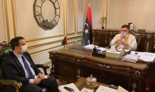 السراج يبحث مع السفير التركي العلاقات الثنائية وتطورات الأوضاع في ليبيا
