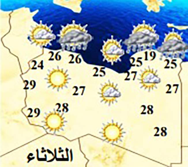 الأرصاد: اعتدال درجات الحرارة على أغلب مناطق ليبيا