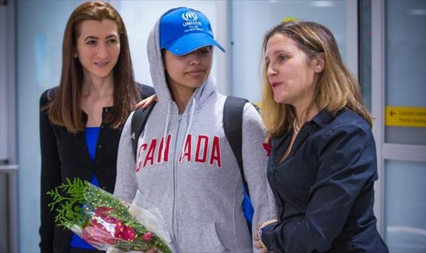 استقبال رسمي للشابة السعودية رهف القنون في مطار تورونتو