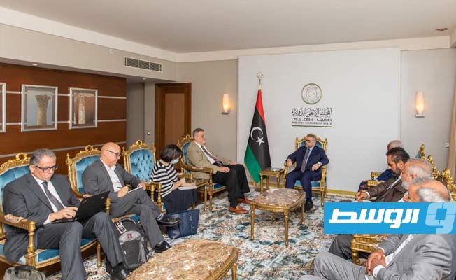 رئيس المجلس الأعلى للدولة خالد المشري يلتقي رئيس بعثة الأمم المتحدة للدعم في ليبيا يان كوبيش (صفحة المجلس على فيسبوك)