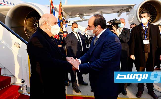 الرئيس المصري عبدالفتاح السيسي يستقبل نظيره الجزائري عبدالمجيد تبون. الإثنين، 24 يناير 2022 (المتحدث باسم الرئاسة المصرية)