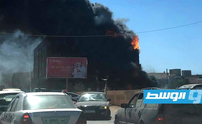 حريق بالمستشفى الليبي الدولي في بنغازي، الخميس 10 أغسطس 2023. (الإنترنت)
