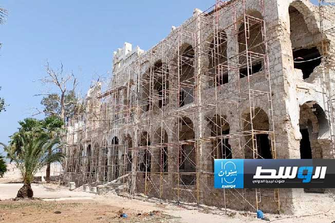 من أعمال ترميم قصر المنار، 17 أبريل 2024. (وال)