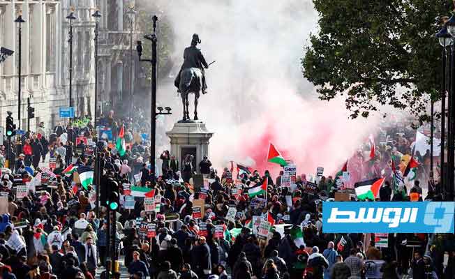 تظاهرات مؤيدة لفلسطين في لندن. (الإنترنت)