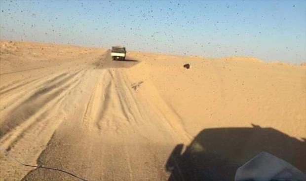سائقو النقل الثقيل يطالبون بإزالة الرمال الزاحفة على طريق طبرق - أجدابيا