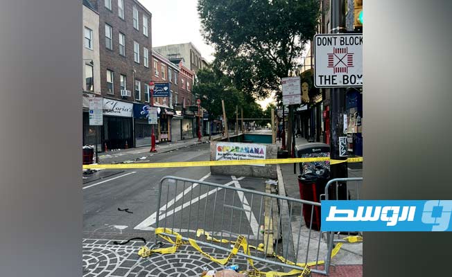 الشارع الذي شهد واقعة إطلاق النار في مدينة فيلادلفيا الأميركية, 5 يونيو 2022. (الإنترنت)