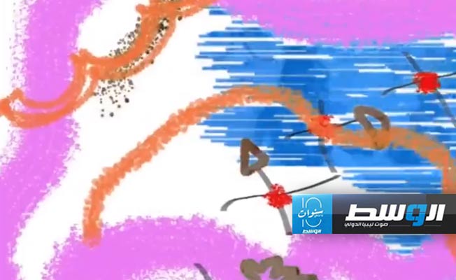 لقطة مثبتة لأحد أعمال الفنانة الليبية الشابة ملاك الغويل من فيديو بثه موقع دروج على «إكس».