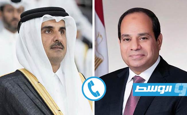 السيسي وأمير قطر يبحثان جهود خفض التصعيد في فلسطين