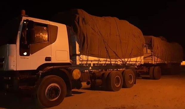 الشاحنة المحملة بالقمح والتي ضبط على متنها الحبوب المخدرة. (الإنترنت)