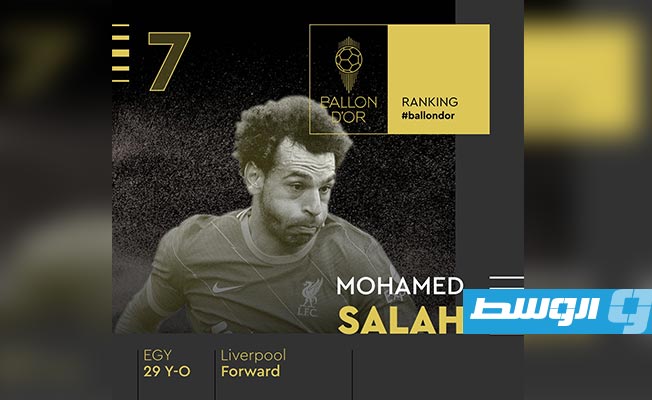 محمد صلاح يحصل على المركز السابع في جائزة الكرة الذهبية 2021