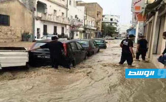 آثار الفيضانات التي تشهدها ولاية نابل، شمال شرق تونس. (الإنترنت)