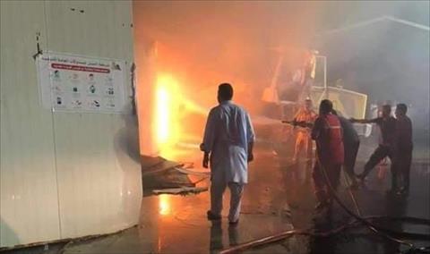 بالصور.. حريق في صالة المغادرة بمطار مصراتة الدولي