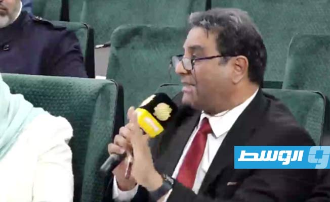 النائب عبدالسلام نصية خلال مشاركته في جلسة مجلس النواب ببنغازي، 20 فبراير 2023 (صورة من بث مرئي للجلسة)