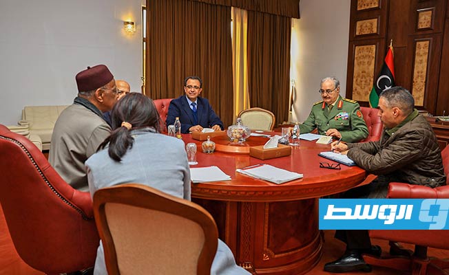 لقاء المشير حفتر مع باتيلي في بنغازي، الإثنين 6 فبراير 2023. (القيادة العامة)