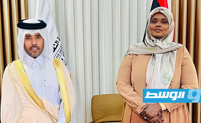 لقاء وزيرة الثقافة مبروكة توغي مع سفير قطر لدى ليبيا، الأحد 3 مارس 2023. (وزارة الثقافة)