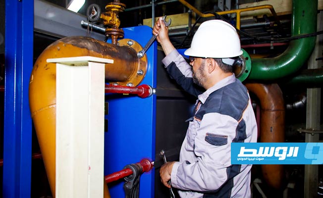 من أعمال العمرة الجسيمة للوحدة الغازية الثانية بمحطة شمال بنغازي، 8 يونيو 2023. (شركة الكهرباء)