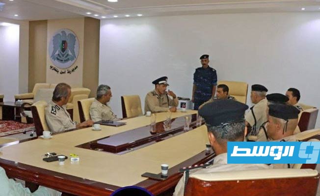 مدير أمن بنغازي يجتمع مع رئيس الهيئة العامة لأمن المنشآت فرع بنغازي، الأحد 9 يوليو 2023 (مديرية أمن بنغازي)