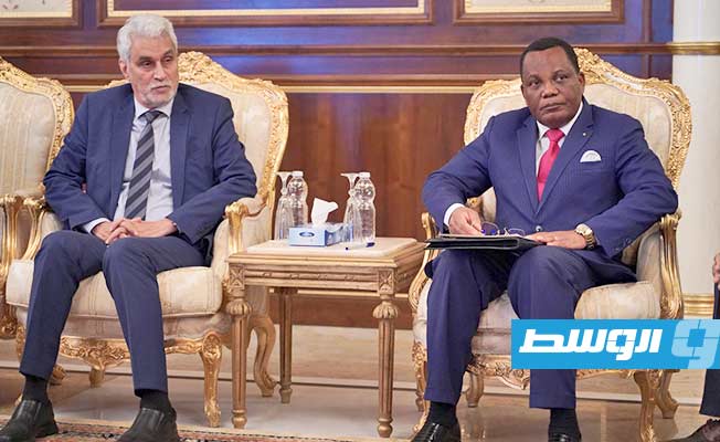 لقاء المنفي في طرابلس مع وزير خارجية الكونغو برازافيل، 15 نوفمبر 2022. (المجلس الرئاسي)