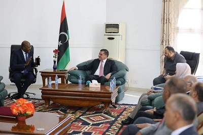 جانب من لقاء الدبيبة مع مديري الشركات الاستثمارية المملوكة للدولة الليبية بتشاد. الثلاثاء 25 يناير 2022 (صفحة حكومة الوحدة الوطنية على فيسبوك)