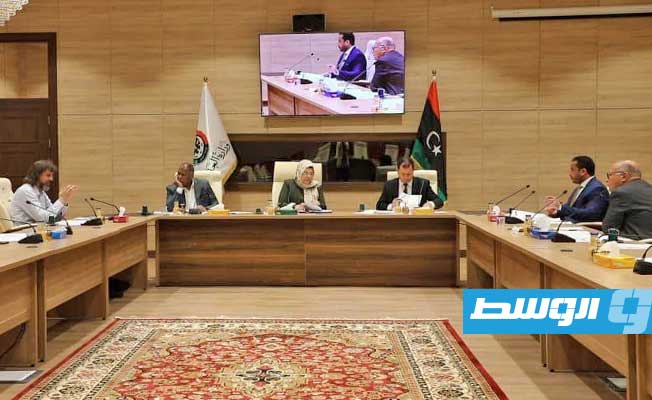 الاجتماع الـ14 للجنة متابعة الأحكام الصادرة على الأصول الليبية بالخارج، الثلاثاء 1 نوفمبر 2022. (وزارة العدل)