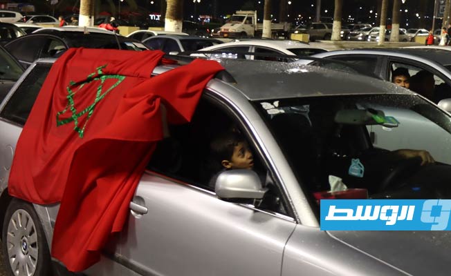 أجواء فرحة ليبية ومغاربية في العاصمة طرابلس بصعود المنتخب المغربي للدور نصف النهائي لبطولة كأس العالم في قطر، 10 ديسمبر 2022. (مديرية أمن طرابلس)