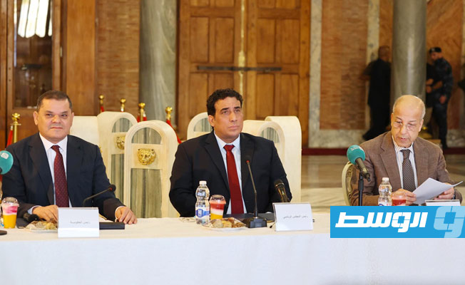 من اجتماع المنفي والدبيبة والكبير في طرابلس، 18 مايو 2022. (المجلس الرئاسي)