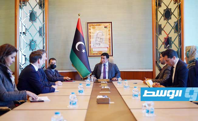لقاء المنفي وسفير ألمانيا لدى ليبيا ميخائيل أونماخت، الأربعاء 19 يناير 2022. (المجلس الرئاسي)