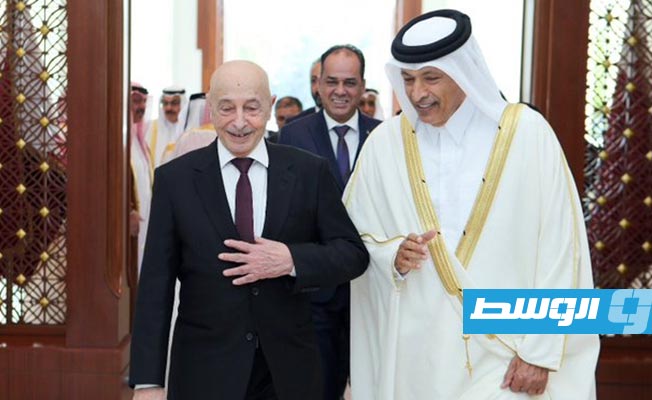 لقاء عقيلة مع رئيس مجلس الشورى القطري في الدوحة، الثلاثاء 6 فبراير 2024. (مجلس الشورى القطري)