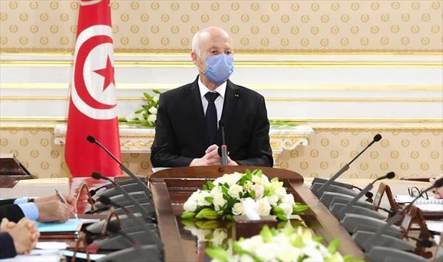 الرئيس التونسي، قيس سعيد، يترأس اجتماع وزاري رفيع المستوي لمناقشة تطورات الأوضاع في ليبيا، 30 أبريل 2020. (الرئاسة التونسية)