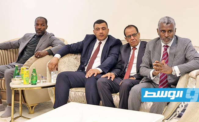 جانب من لقاء رئيس المجلس الرئاسي محمد المنفي مع وفد من فزان، الأربعاء 22 مارس 2023 (صفحة المجلس على فيسبوك)