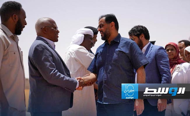 استقبال حماد والوفد المرافق له في مرزق، الإثنين 10 يونيو 2024. (الحكومة المكلفة من مجلس النواب)