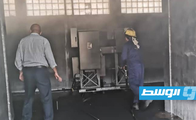 حريق في محطة تحويل جلال عبد الصمد, 10 أكتوبر 2021. (الشركة العامة للكهرباء)