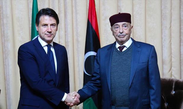 عقيلة صالح يناقش مع رئيس الوزراء الإيطالي مخرجات مؤتمر باليرمو والانتخابات