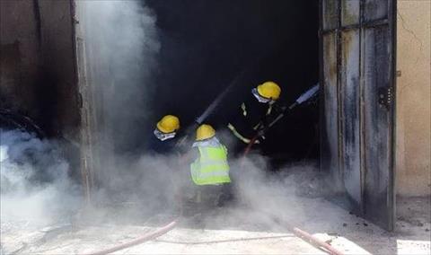 حريق بمخزن شركة الكهرباء بمنطقة الكريمية, 2 أغسطس 2019 (هيئة السلامة الوطنية طرابلس)