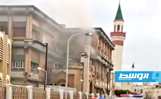 حريق بمبنى المصرف المركزي في طرابلس