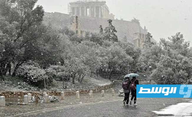 الثلوج تغطي أجزاء كبيرة من اليونان. (الإنترنت)