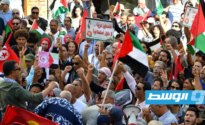 تونس.. تظاهرة جديدة دعمًا للفلسطينيين أمام السفارة الفرنسية