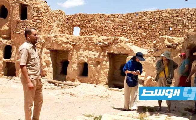 Romanian tourist group visits ancient Kabau Palace site in Libya's Nafusa mountains