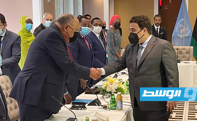 اجتماع دول جوار ليبيا, نيويورك, 24 سبتمبر 2021. (الخارجية المصرية)