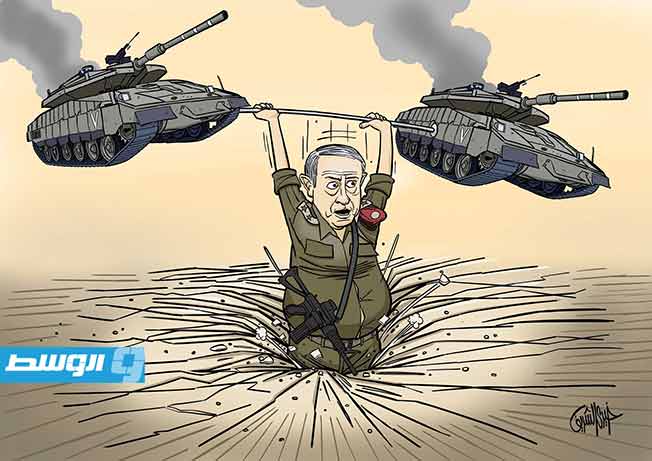 كاريكاتير خيري - نتنياهو يغرق في حرب غزة