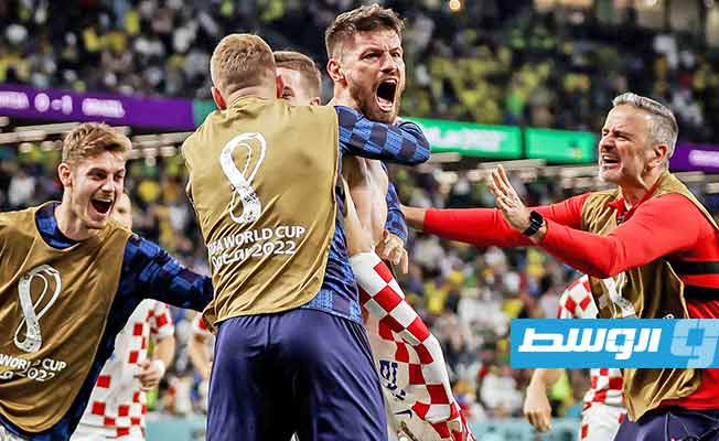 الكرواتي برونو بيتكوفيتش يحتفل بهدف التعادل أمام البرازيل في كأس العالم، 9 ديسمبر 2022. (الإنترنت)