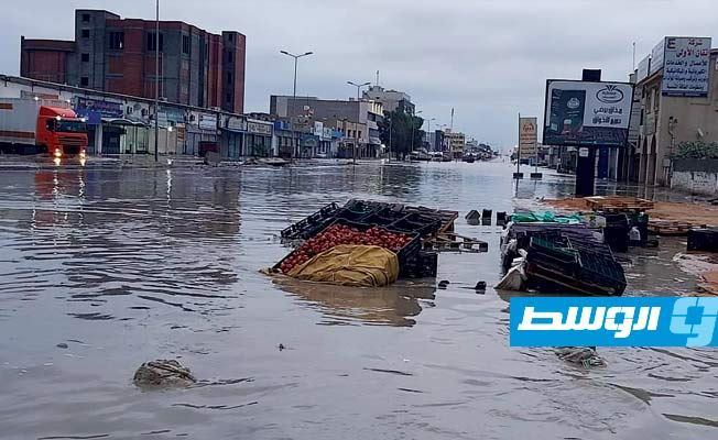 غرق شوارع منطقة البيفي بطرابلس جراء الأمطار الغزيرة، 15 سبتمبر 2020. (الإنترنت)