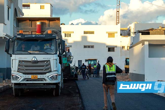 Derna Reconstruction Fund: Road work has begun in the 'Suani 15' area of the city