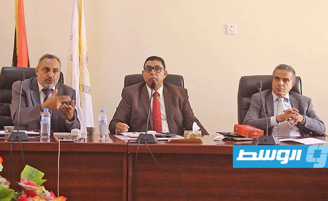 اجتماع مجلس التخطيط الوطني مع رئيس وعمداء كليات جامعة أجدابيا. (تصوير: صلاح ناصف)