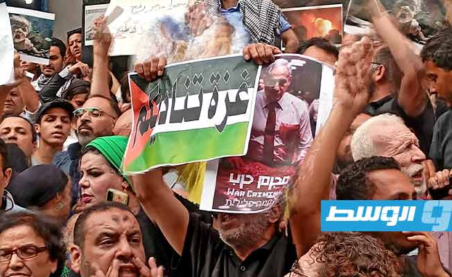 تظاهرة أمام نقابة الصحفيين المصريين تضامنا مع غزة. (الإنترنت)