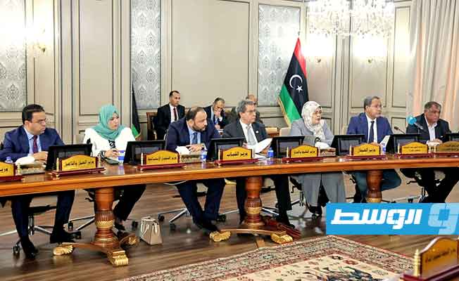جانب من اجتماع مجلس الوزراء بحكومة الوحدة الوطنية الموقتة برئاسة عبدالحميد الدبيبة، الخميس 31 أغسطس 2023 (حكومة الوحدة)
