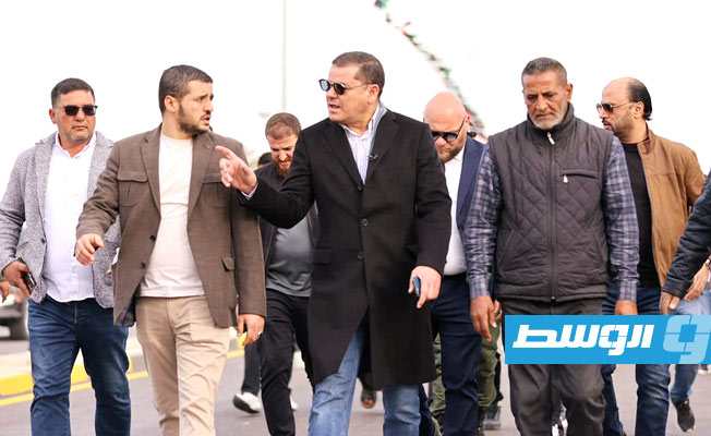 افتتاح ميدان العزيزية وطريق النخيل في طرابلس، 12 مارس 2022. (المكتب الإعلامي للدبيبة)