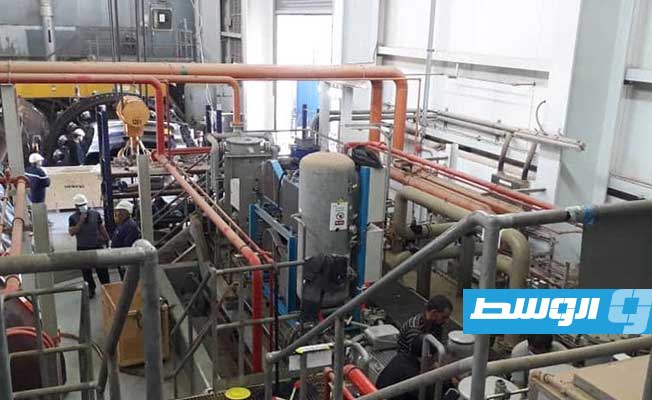 أعمال العَمرة الجسيمة للوحدة الغازية الخامسة بمحطة كهرباء شمال بنغازي, 6 نوفمبر 2021. (شركة الكهرباء)